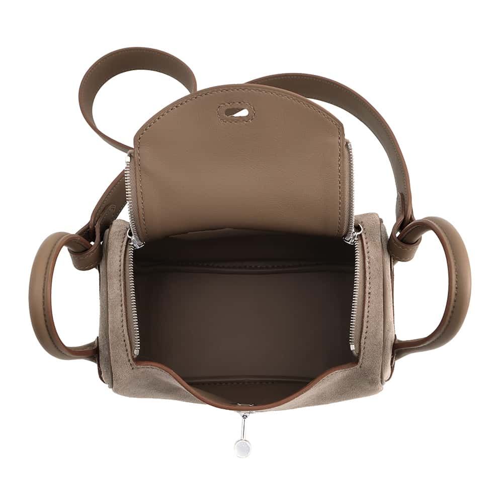 Hermes Lindy Mini Etoupe Grizzly Silver Swift 2-Way Shoulder Bag — view 5