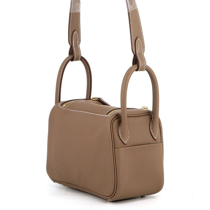 Hermes Lindy Mini Etoupe Gold Swift 2-Way Shoulder Bag — view 2