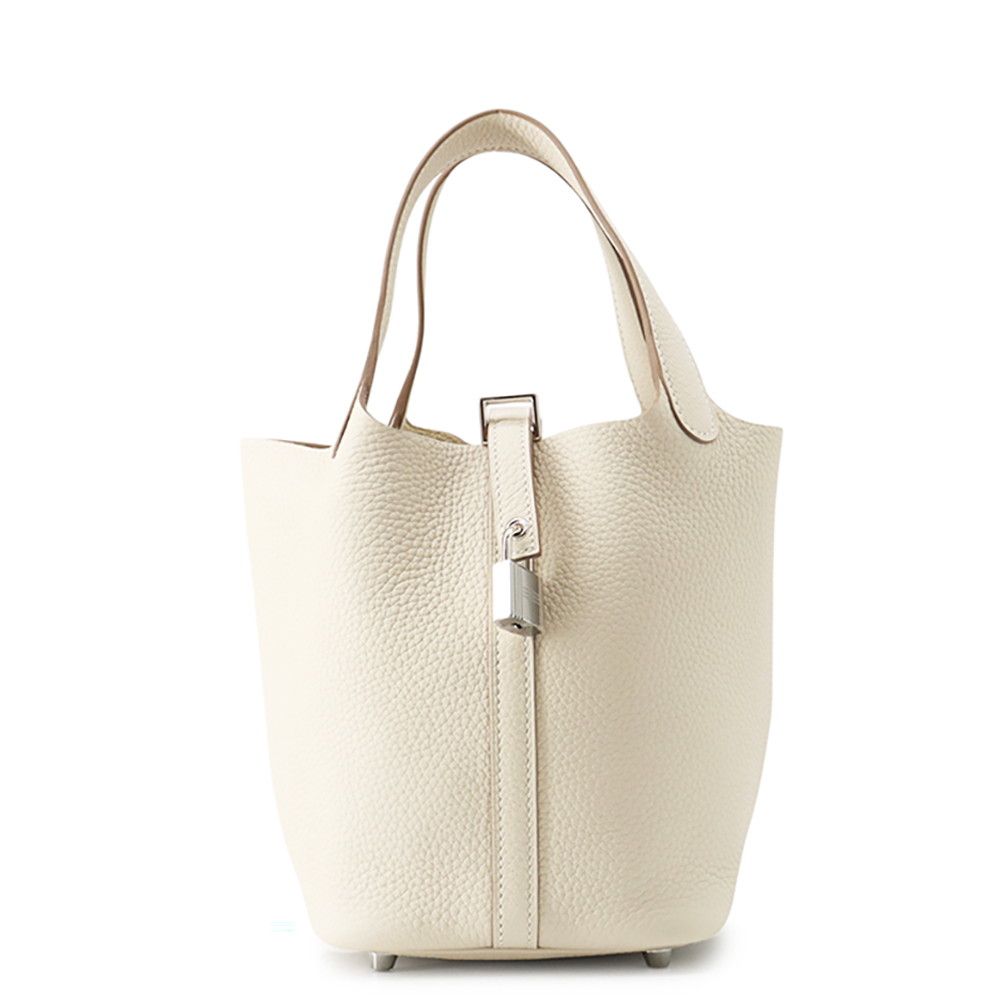 Hermes Handbag Picotin Lock PM Cles Silver Taurillon Clemence
