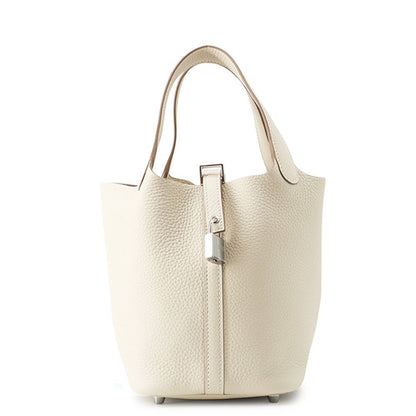 Hermes Handbag Picotin Lock PM Cles Silver Taurillon Clemence