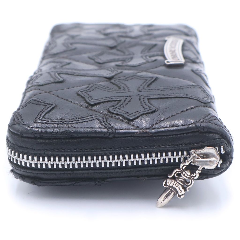 Chrome Hearts Rec Zip Quilted Wallet Cemetery Cross Leather Black — view 3