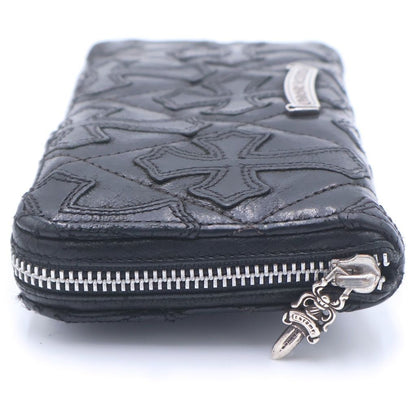 Chrome Hearts Rec Zip Quilted Wallet Cemetery Cross Leather Black — view 3