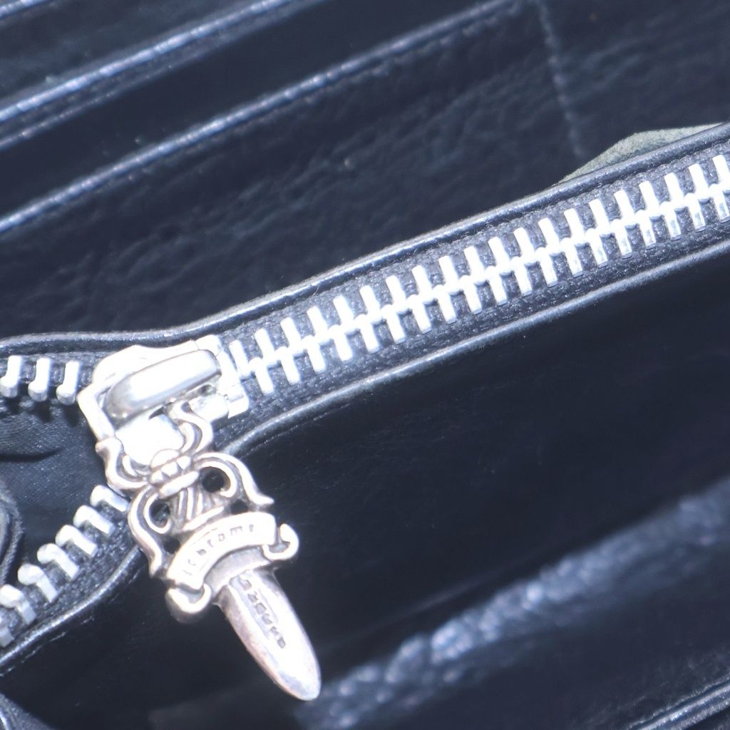 Chrome Hearts Rec Zip Quilted Wallet Cemetery Cross Leather Black — view 4