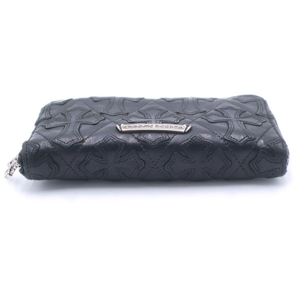 Chrome Hearts Rec Zip Quilted Wallet Cemetery Cross Leather Black — view 5
