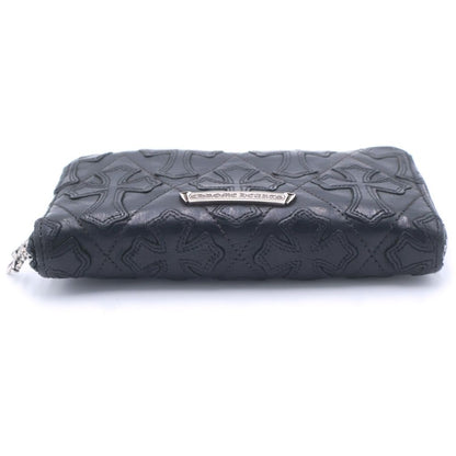Chrome Hearts Rec Zip Quilted Wallet Cemetery Cross Leather Black — view 5