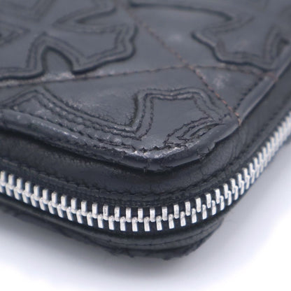 Chrome Hearts Rec Zip Quilted Wallet Cemetery Cross Leather Black — view 6