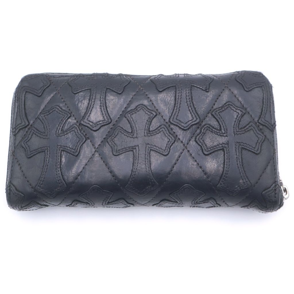 Chrome Hearts Rec Zip Quilted Wallet Cemetery Cross Leather Black — view 2