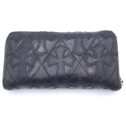 Chrome Hearts Rec Zip Quilted Wallet Cemetery Cross Leather Black — view 2