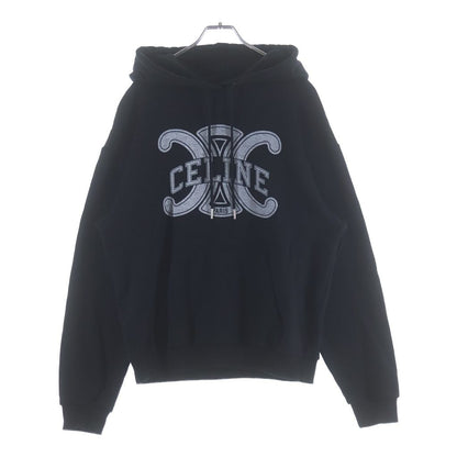 Celine Logo Print Hoodie Pullover Black