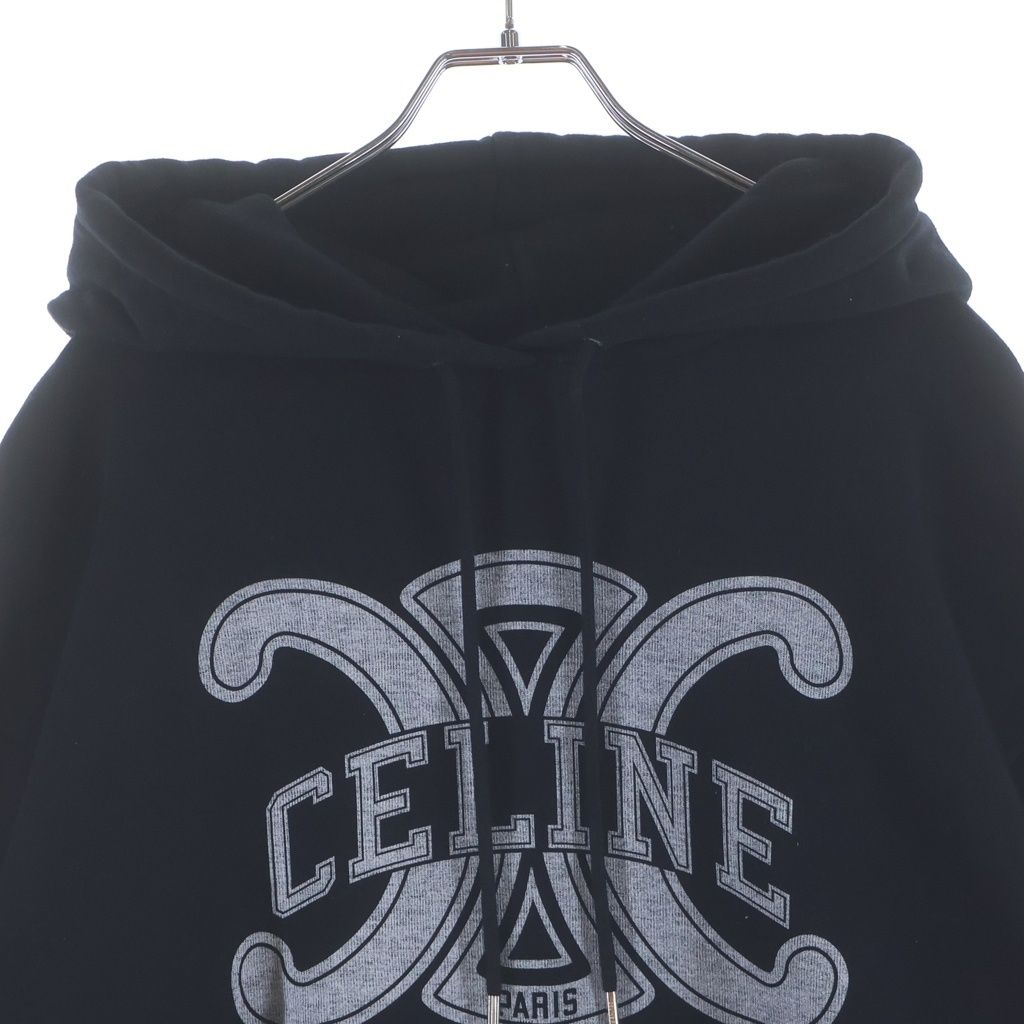 Celine Logo Print Hoodie Pullover Black — view 3