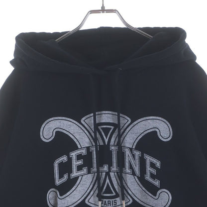 Celine Logo Print Hoodie Pullover Black — view 3