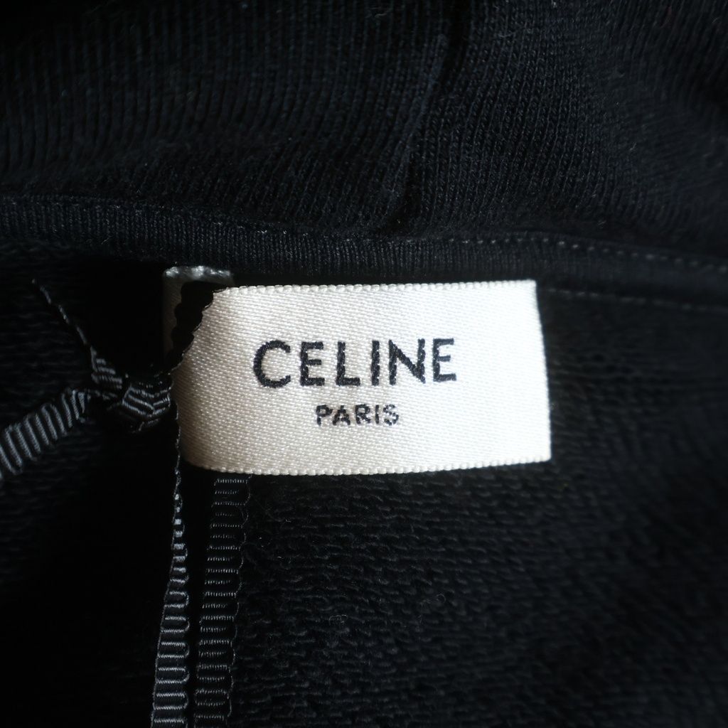 Celine Logo Print Hoodie Pullover Black — view 6