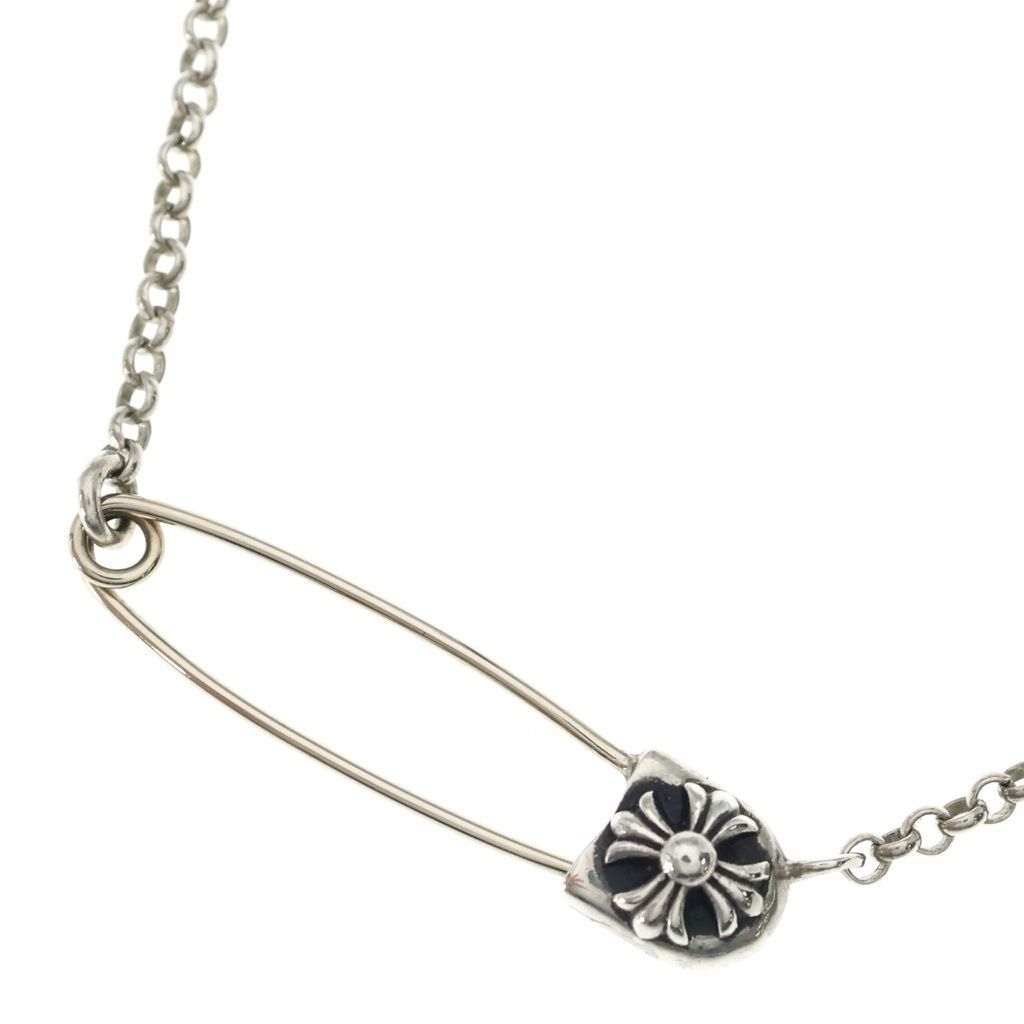 Chrome Hearts Safety Pin Roll Chain Silver Necklace