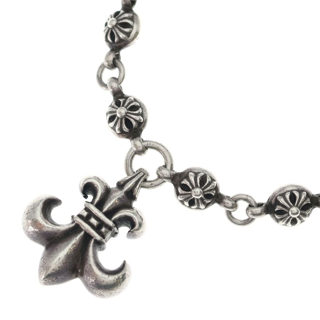 Chrome Hearts 1 Crsbl Chn Sml BS Fluer Cross Ball Chain BS CH Necklace Silver
