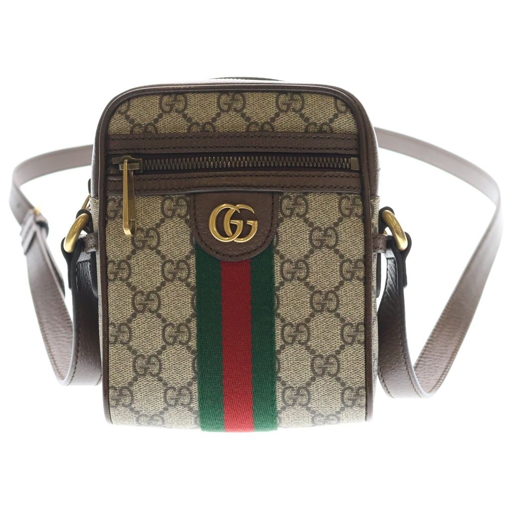 Gucci GG Supreme Ophidia Shoulder Bag Brown Leather