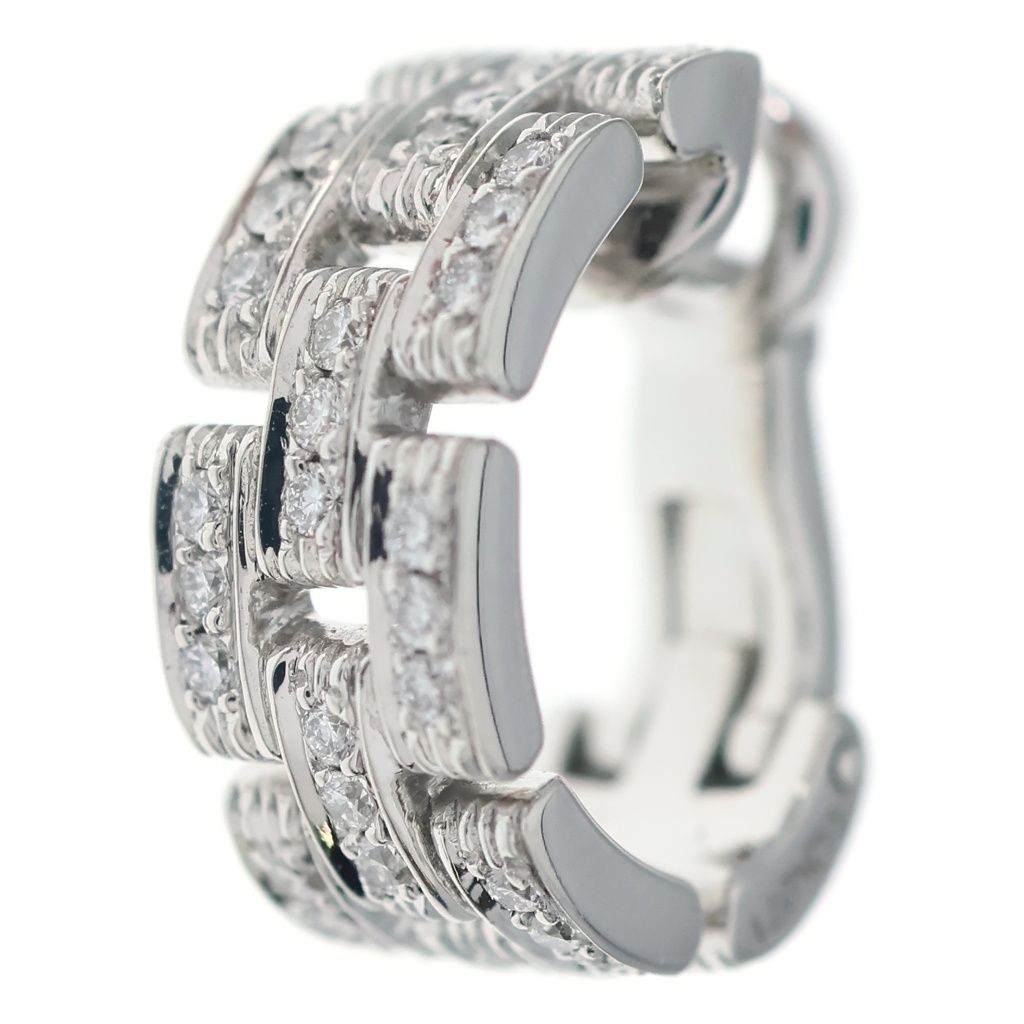 Cartier Maillon Panthere Earrings Triple Pave Diamond White Gold 18k