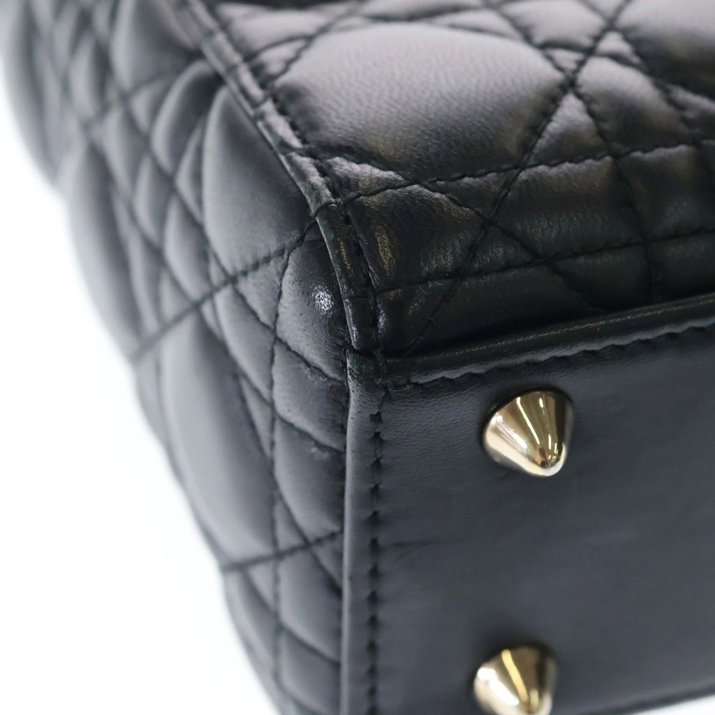 Dior Lady My 2-Way Mini Shoulder Bag Black Leather Gold — view 6