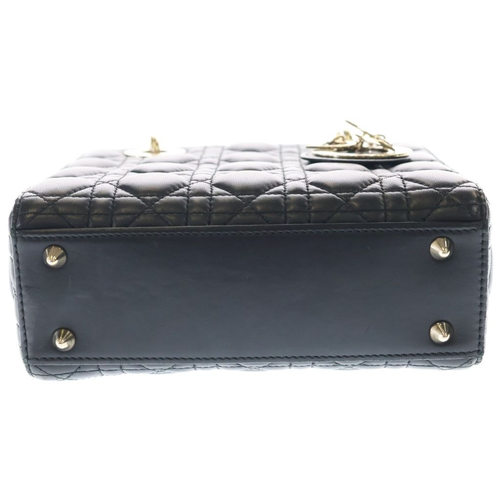 Dior Lady My 2-Way Mini Shoulder Bag Black Leather Gold — view 4