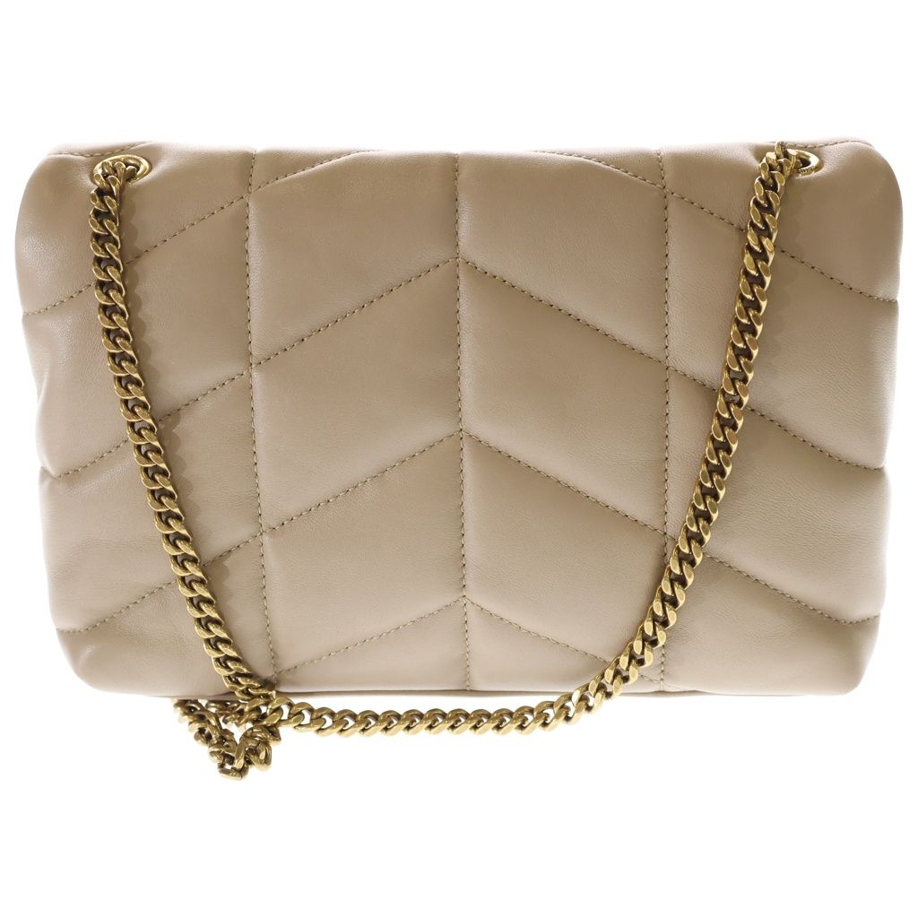 Saint Laurent Paris Lou Puffer Toy Quilted Chain Shoulder Bag Beige Lambskin — view 2