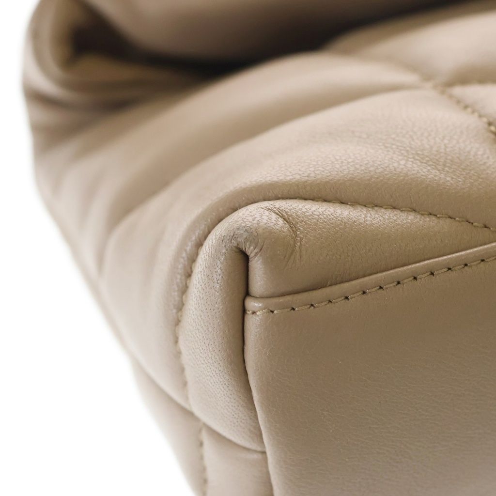 Saint Laurent Paris Lou Puffer Toy Quilted Chain Shoulder Bag Beige Lambskin — view 6