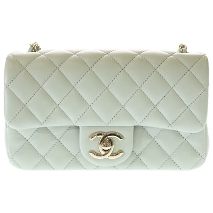 Chanel Mini Quilted 20 Chain Mini Shoulder Bag Pale Green Lambskin Gold