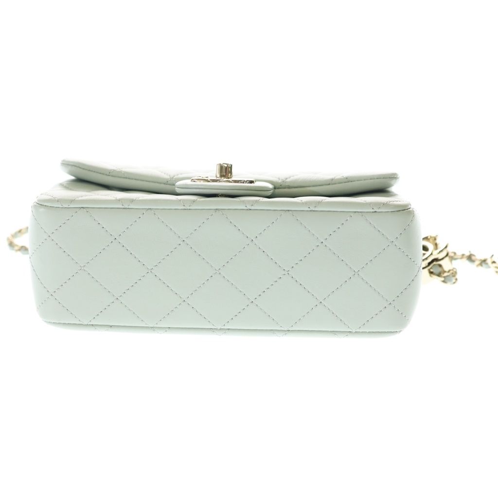Chanel Mini Quilted 20 Chain Mini Shoulder Bag Pale Green Lambskin Gold — view 4
