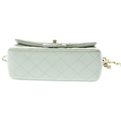 Chanel Mini Quilted 20 Chain Mini Shoulder Bag Pale Green Lambskin Gold — view 4