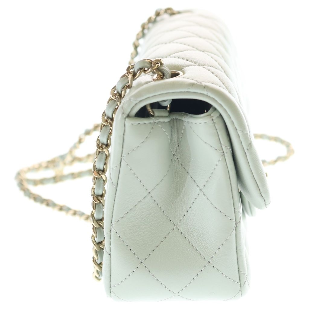 Chanel Mini Quilted 20 Chain Mini Shoulder Bag Pale Green Lambskin Gold — view 3