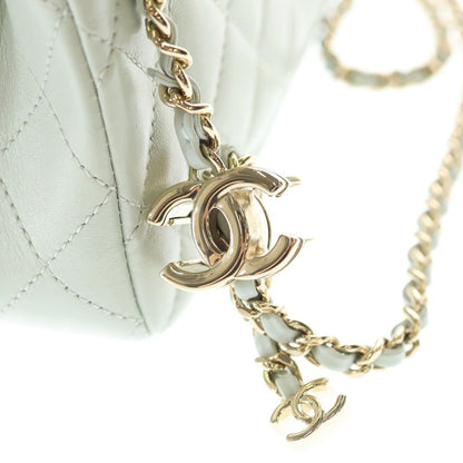 Chanel Mini Quilted 20 Chain Mini Shoulder Bag Pale Green Lambskin Gold — view 6