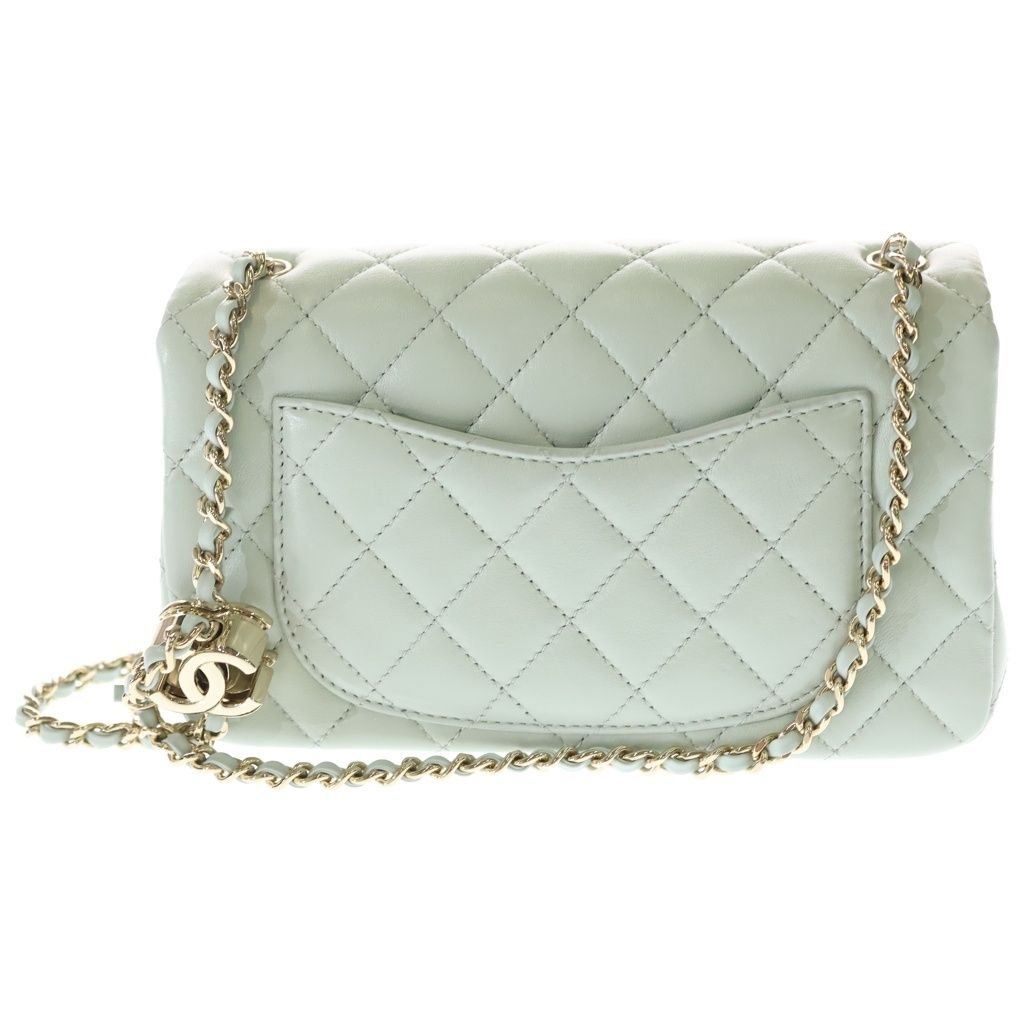 Chanel Mini Quilted 20 Chain Mini Shoulder Bag Pale Green Lambskin Gold — view 2