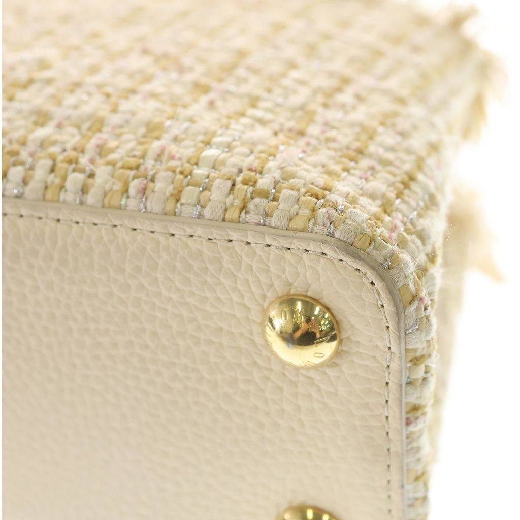 Louis Vuitton Capucines BB 2-Way Shoulder Bag Tweed Leather Gold — view 6
