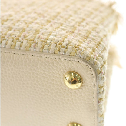 Louis Vuitton Capucines BB 2-Way Shoulder Bag Tweed Leather Gold — view 6