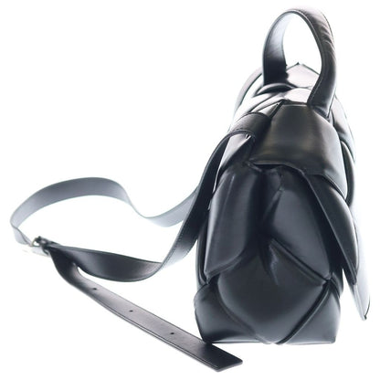Bottega Veneta Maxi Intrecciato Top Handle Shoulder Bag Black Leather Silver — view 3