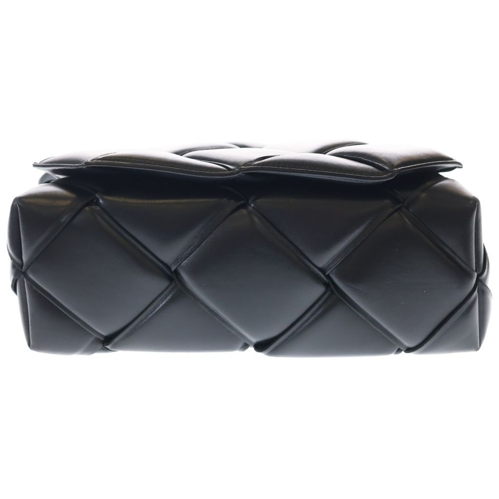 Bottega Veneta Maxi Intrecciato Top Handle Shoulder Bag Black Leather Silver — view 4