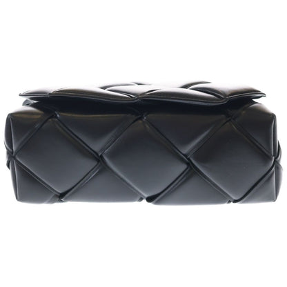Bottega Veneta Maxi Intrecciato Top Handle Shoulder Bag Black Leather Silver — view 4