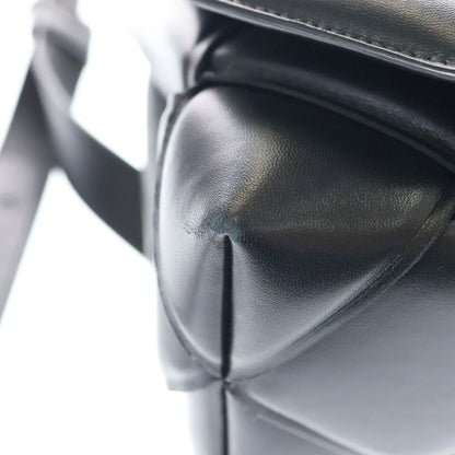 Bottega Veneta Maxi Intrecciato Top Handle Shoulder Bag Black Leather Silver — view 6