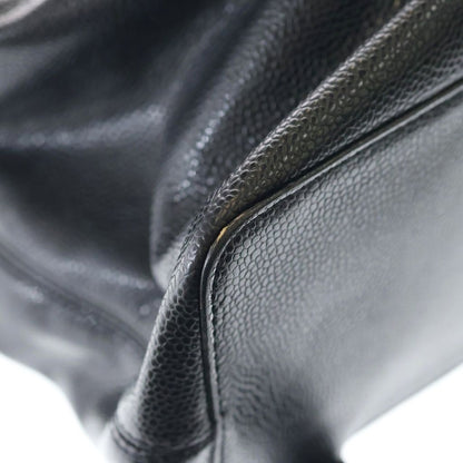 Chanel CC Logo Turnlock Backpack Black Caviar Leather Silver — view 6