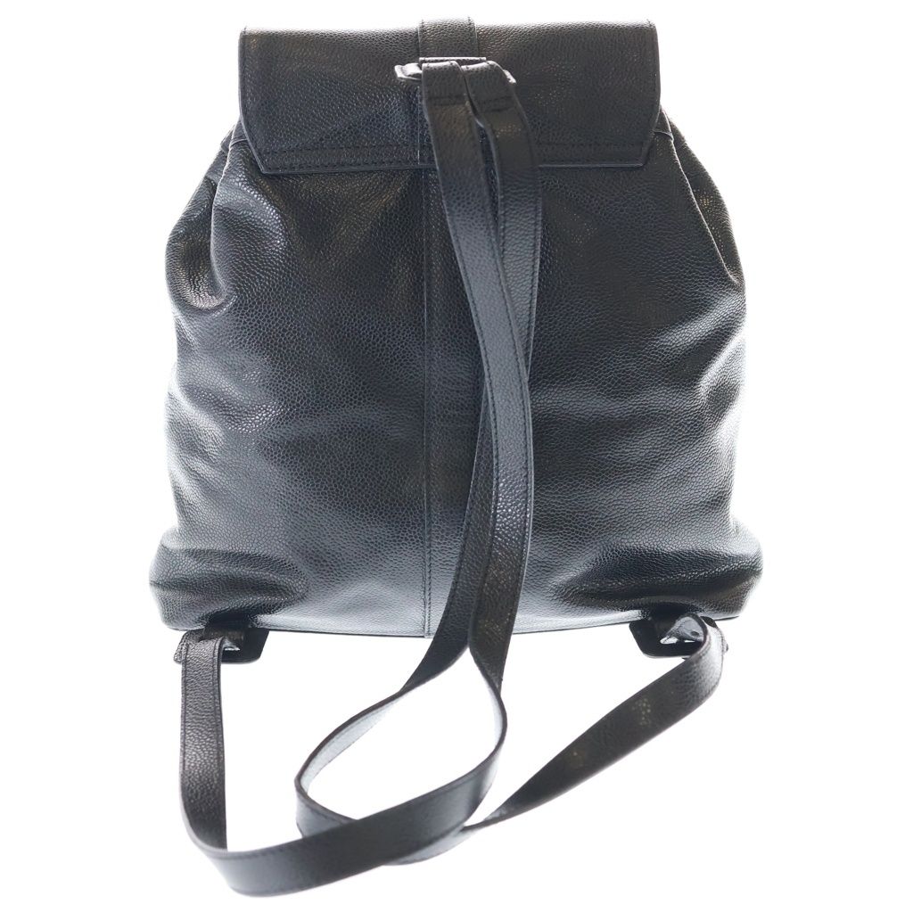 Chanel CC Logo Turnlock Backpack Black Caviar Leather Silver — view 2