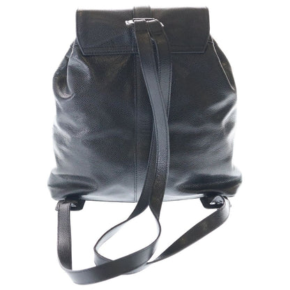 Chanel CC Logo Turnlock Backpack Black Caviar Leather Silver — view 2