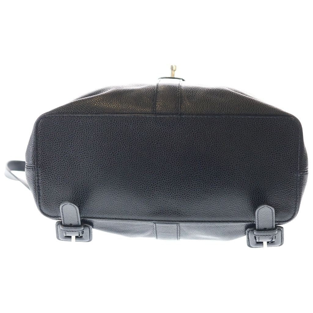 Chanel CC Logo Turnlock Backpack Black Caviar Leather Silver — view 4