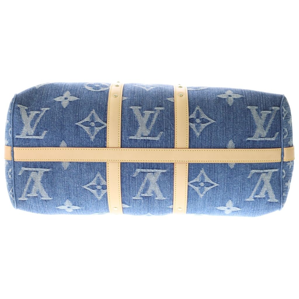 Louis Vuitton Monogram Denim Keepall Bandouliere 45 Boston Bag Gold Indigo — view 4