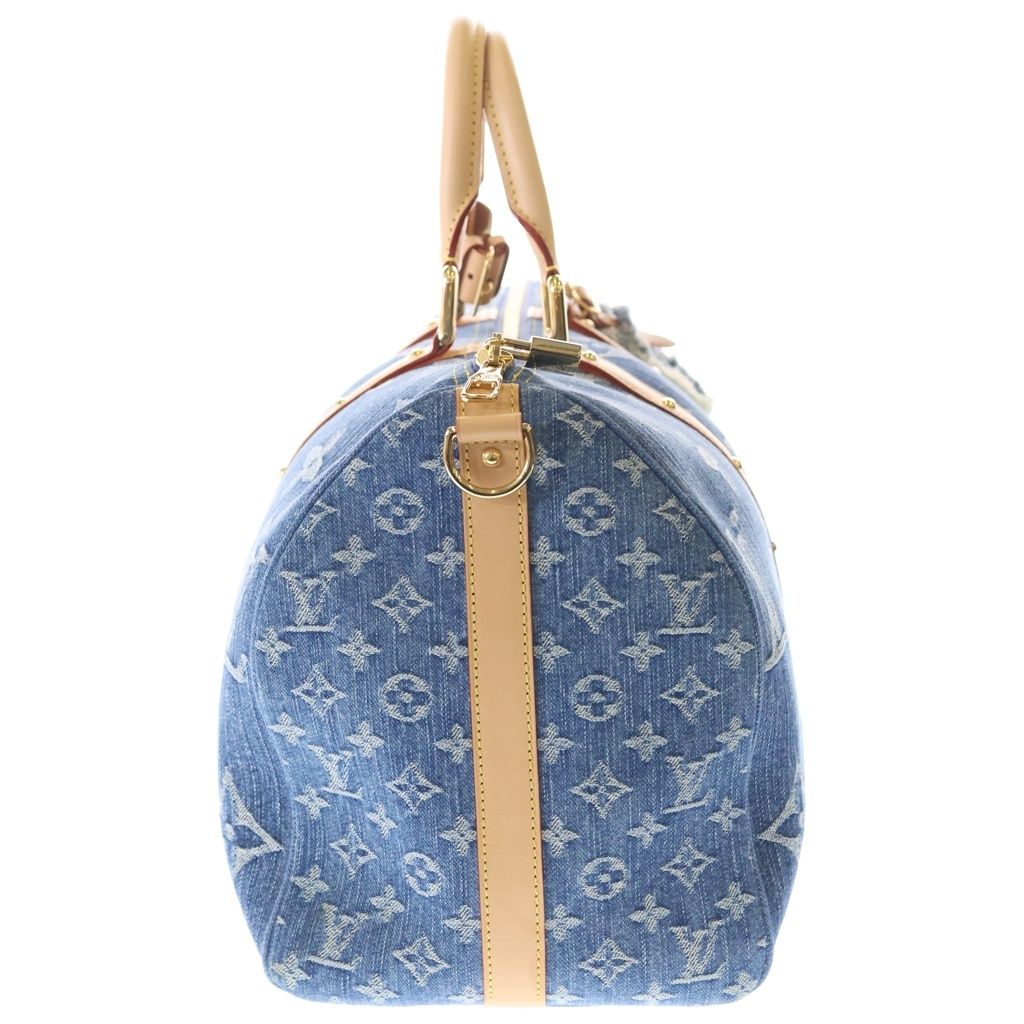 Louis Vuitton Monogram Denim Keepall Bandouliere 45 Boston Bag Gold Indigo — view 3