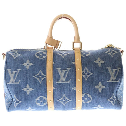 Louis Vuitton Monogram Denim Keepall Bandouliere 45 Boston Bag Gold Indigo — view 2