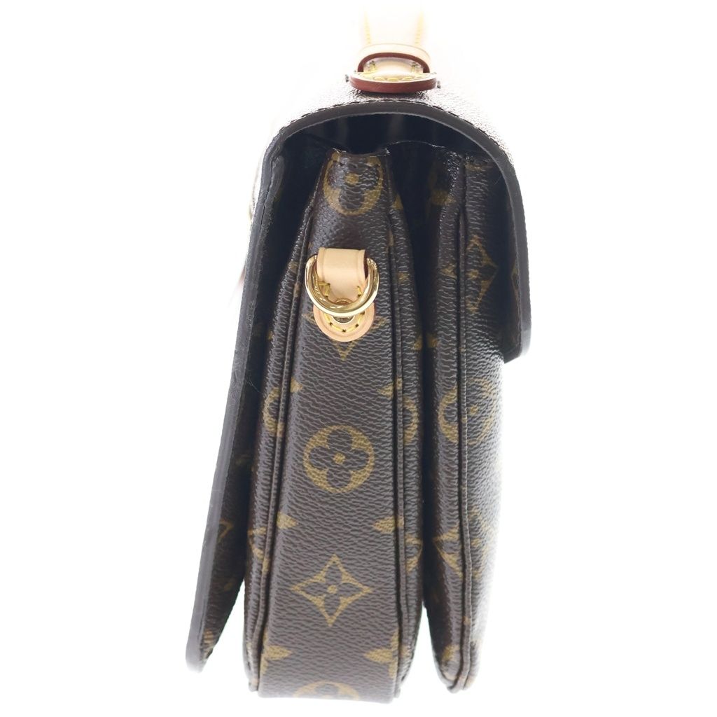Louis Vuitton Monogram Pochette Metis MM 2-Way Shoulder Bag Brown Leather Gold — view 3