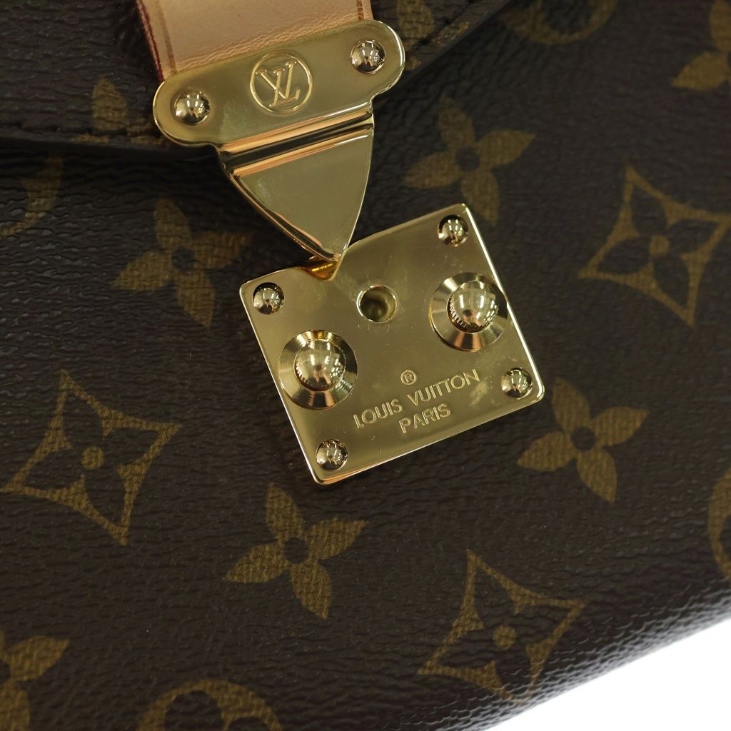 Louis Vuitton Monogram Pochette Metis MM 2-Way Shoulder Bag Brown Leather Gold — view 6