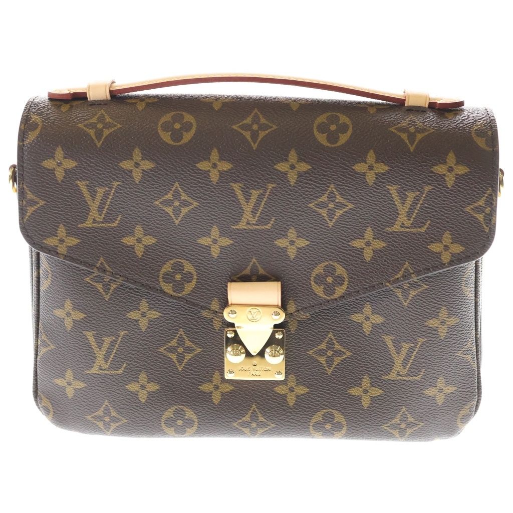 Louis Vuitton Monogram Pochette Metis MM 2-Way Shoulder Bag Brown Leather Gold