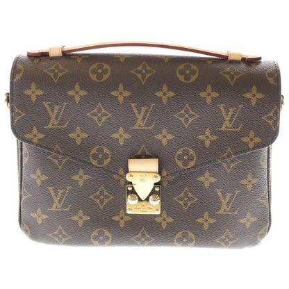 Louis Vuitton Monogram Pochette Metis MM 2-Way Shoulder Bag Brown Leather Gold