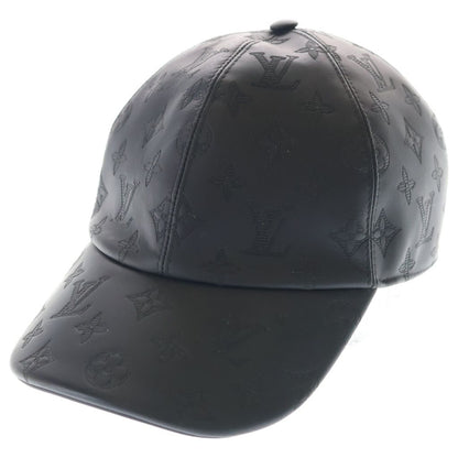 Louis Vuitton Monogram Shadow Leather Baseball Cap Hat Black