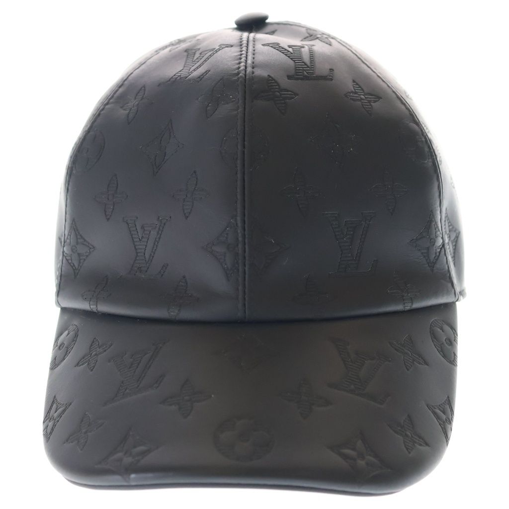 Louis Vuitton Monogram Shadow Leather Baseball Cap Hat Black — view 4