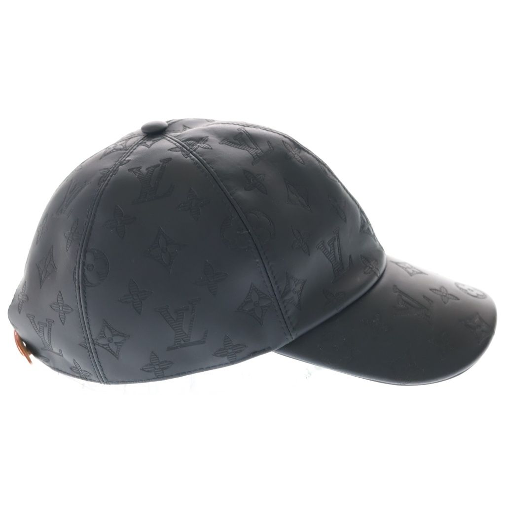 Louis Vuitton Monogram Shadow Leather Baseball Cap Hat Black — view 3